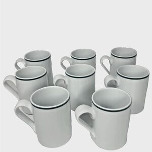 Dansk Bistro Christianshavn Green white Coffee Mugs Set of 8